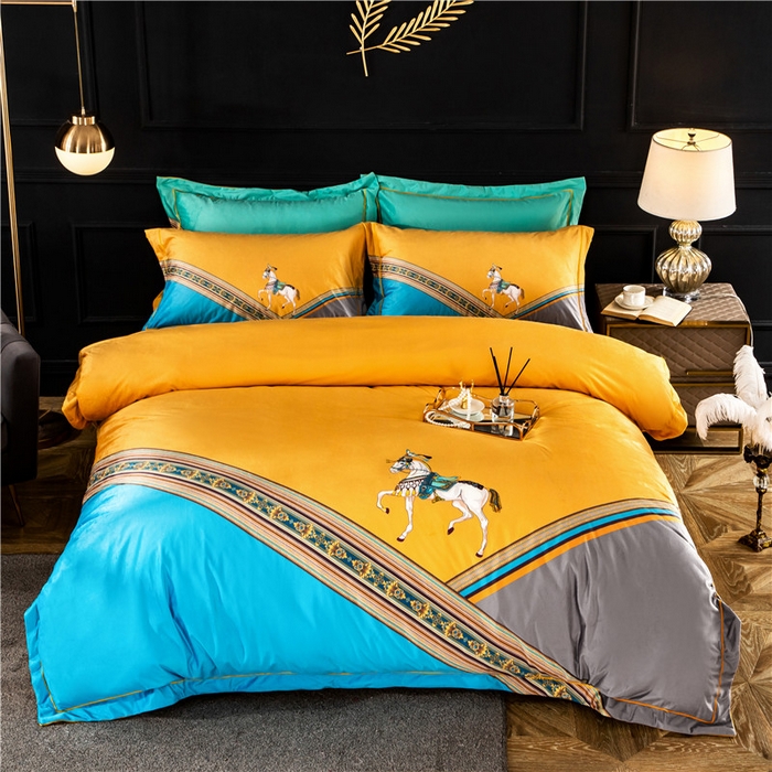 91家纺网 家纺一手货源 找家纺 梵克保罗 2025秋冬新品有氧臻棉绒数码印花9斤单品四件套牛奶绒兔毛绒-单品系列 雅典-黄