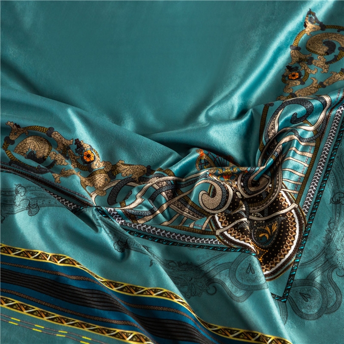 91家纺网 家纺一手货源 找家纺 梵克保罗 2025秋冬新品有氧臻棉绒数码印花9斤单品四件套牛奶绒兔毛绒-单品系列 佛罗伦萨-绿