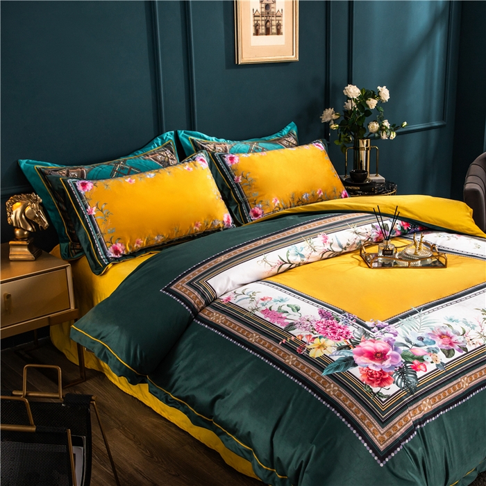 91家纺网 家纺一手货源 找家纺 梵克保罗 2025秋冬新品有氧臻棉绒数码印花9斤单品四件套牛奶绒兔毛绒-单品系列 祖玛珑-绿