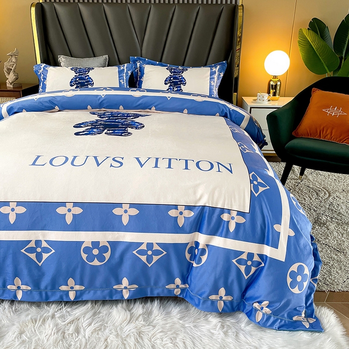 91家纺网 家纺一手货源 找家纺 梵克保罗 2025秋冬新品有氧臻棉绒数码印花9斤单品四件套牛奶绒兔毛绒-单品系列 泰迪熊-蓝