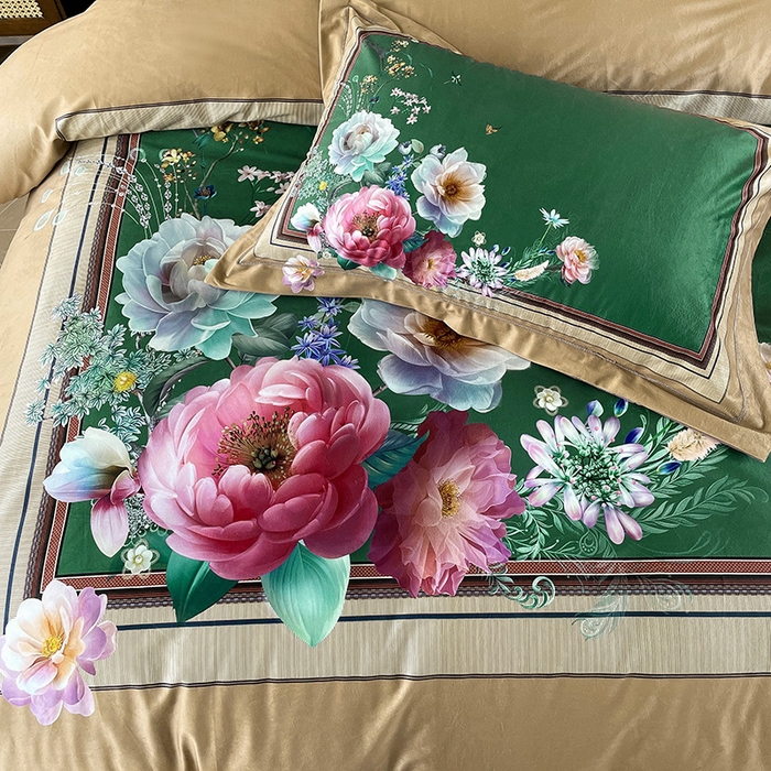 91家纺网 家纺一手货源 找家纺 梵克保罗 2025秋冬新品有氧臻棉绒数码印花9斤单品四件套牛奶绒兔毛绒-单品系列 流金岁月-咖