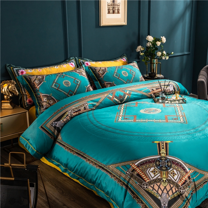 91家纺网 家纺一手货源 找家纺 梵克保罗 2025秋冬新品有氧臻棉绒数码印花9斤单品四件套牛奶绒兔毛绒-单品系列 卡戴珊-兰