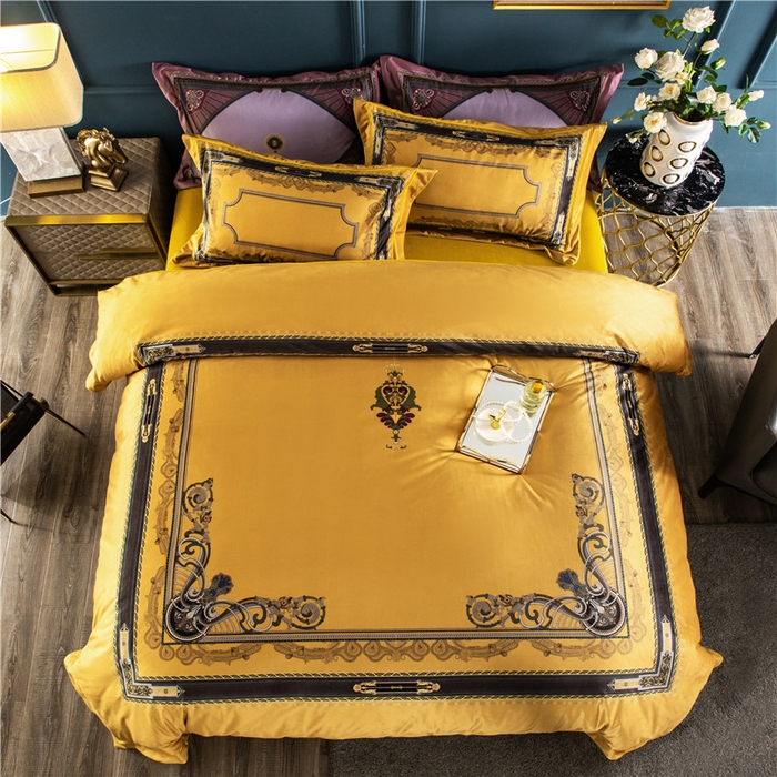 91家纺网 家纺一手货源 找家纺 梵克保罗 2025秋冬新品有氧臻棉绒数码印花9斤单品四件套牛奶绒兔毛绒-单品系列 佛罗伦萨-黄