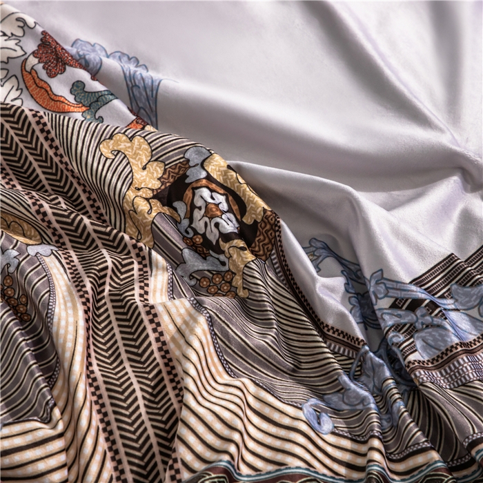 91家纺网 家纺一手货源 找家纺 梵克保罗 2025秋冬新品有氧臻棉绒数码印花9斤单品四件套牛奶绒兔毛绒-单品系列 伯爵-灰