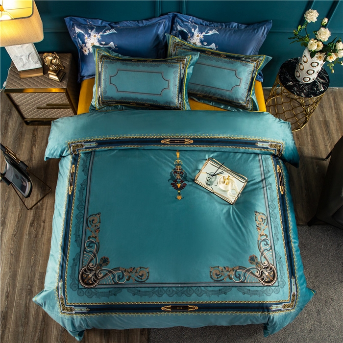 91家纺网 家纺一手货源 找家纺 梵克保罗 2025秋冬新品有氧臻棉绒数码印花9斤单品四件套牛奶绒兔毛绒-单品系列 佛罗伦萨-绿