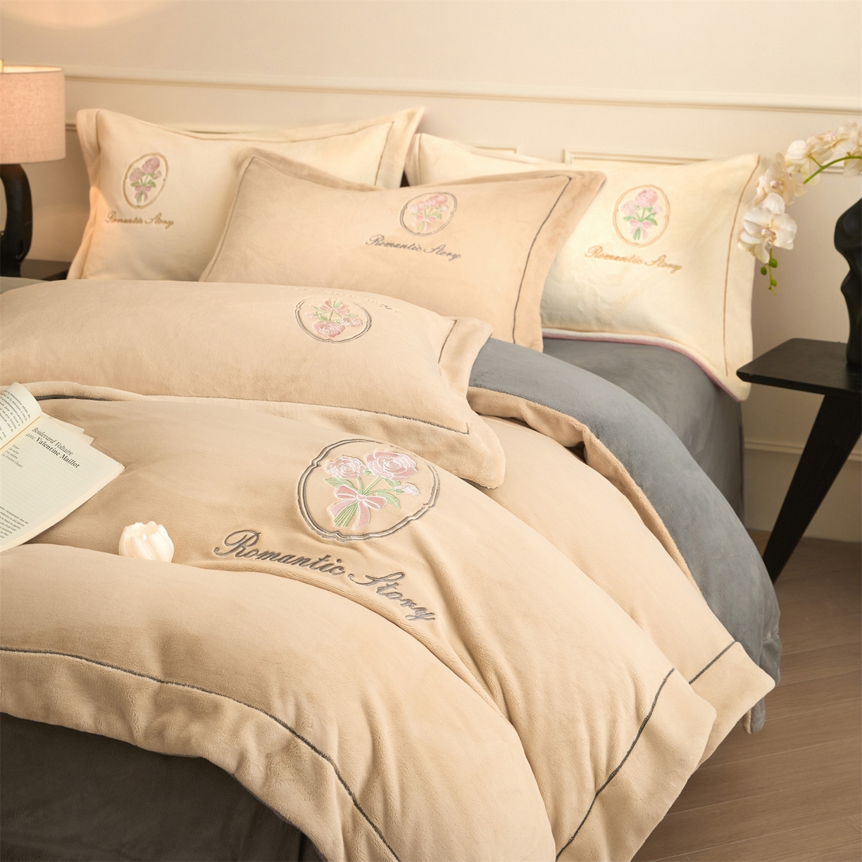 91家纺网 家纺一手货源 找家纺 （总）梦幻之城 2025新款牛奶绒系列四件套-沁雅