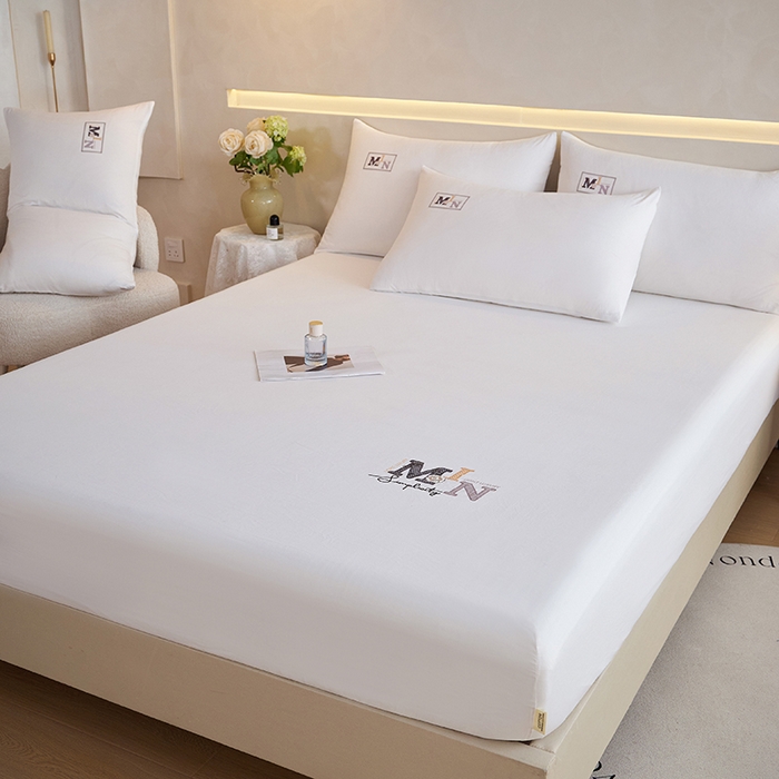 91家纺网 家纺一手货源 找家纺 （总）爱诗诺家纺 2025新款亲肤A类锦小棉水洗色织原棉抗菌透气床笠四季款床罩床垫保护套