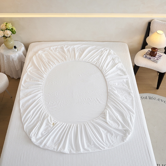 91家纺网 家纺一手货源 找家纺 （总）爱诗诺家纺 2025新款亲肤A类锦小棉水洗色织原棉抗菌透气床笠四季款床罩床垫保护套