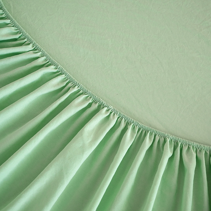 91家纺网 家纺一手货源 找家纺 爱诗诺家纺 2025新款亲肤A类锦小棉水洗色织原棉抗菌透气床笠四季款床罩床垫保护套 锦小棉床笠--水绿