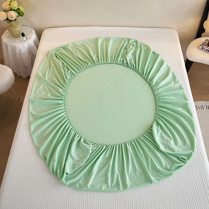 91家纺网 家纺一手货源 找家纺 爱诗诺家纺 2025新款亲肤A类锦小棉水洗色织原棉抗菌透气床笠四季款床罩床垫保护套 锦小棉床笠--水绿