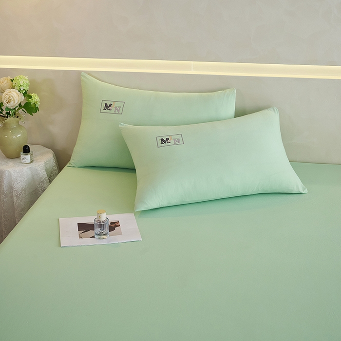 91家纺网 家纺一手货源 找家纺 爱诗诺家纺 2025新款亲肤A类锦小棉水洗色织原棉抗菌透气床笠四季款床罩床垫保护套 锦小棉床笠--水绿