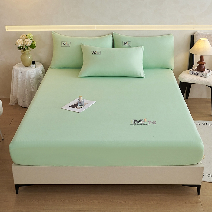 91家纺网 家纺一手货源 找家纺 爱诗诺家纺 2025新款亲肤A类锦小棉水洗色织原棉抗菌透气床笠四季款床罩床垫保护套 锦小棉床笠--水绿