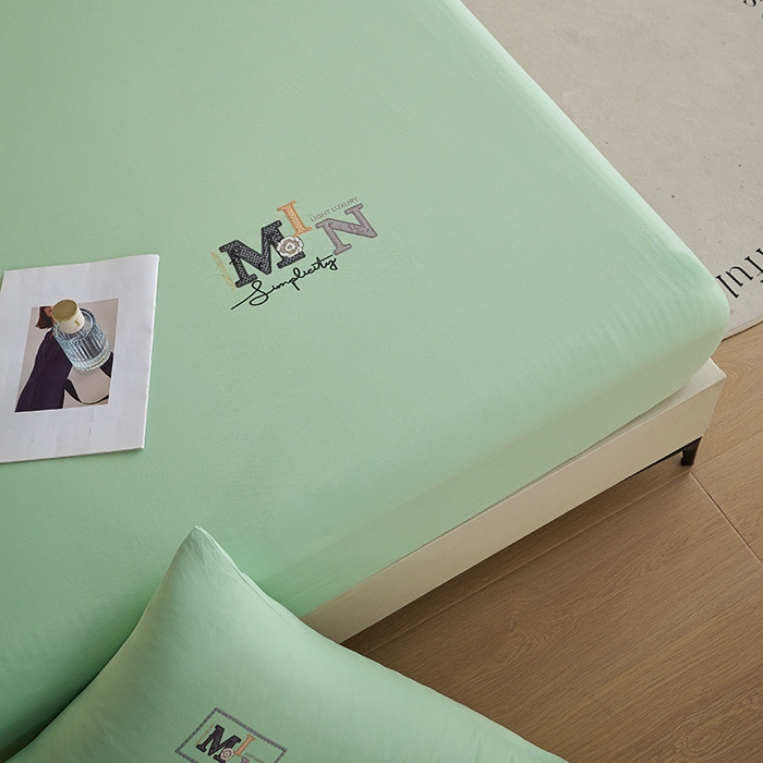 91家纺网 家纺一手货源 找家纺 爱诗诺家纺 2025新款亲肤A类锦小棉水洗色织原棉抗菌透气床笠四季款床罩床垫保护套 锦小棉床笠--水绿