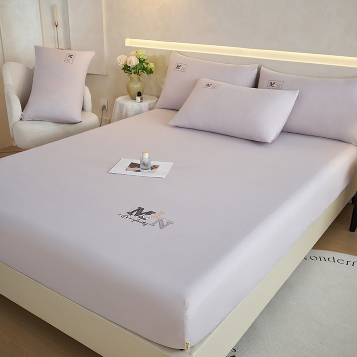 91家纺网 家纺一手货源 找家纺 爱诗诺家纺 2025新款亲肤A类锦小棉水洗色织原棉抗菌透气床笠四季款床罩床垫保护套 锦小棉床笠--浅灰