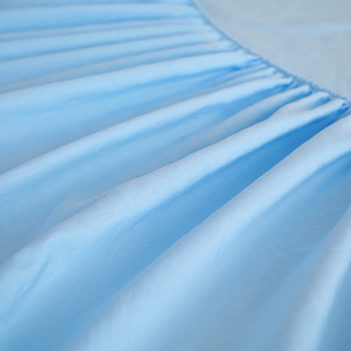 91家纺网 家纺一手货源 找家纺 爱诗诺家纺 2025新款亲肤A类锦小棉水洗色织原棉抗菌透气床笠四季款床罩床垫保护套 锦小棉床笠--天蓝