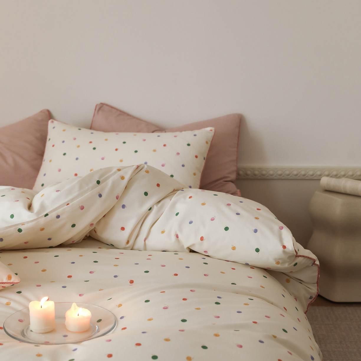 91家纺网 家纺一手货源 找家纺 时年家纺 2025新款全棉纯棉生态磨毛嵌绳款系列四件套 星光彩虹