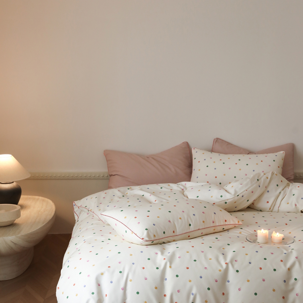 91家纺网 家纺一手货源 找家纺 时年家纺 2025新款全棉纯棉生态磨毛嵌绳款系列四件套 星光彩虹