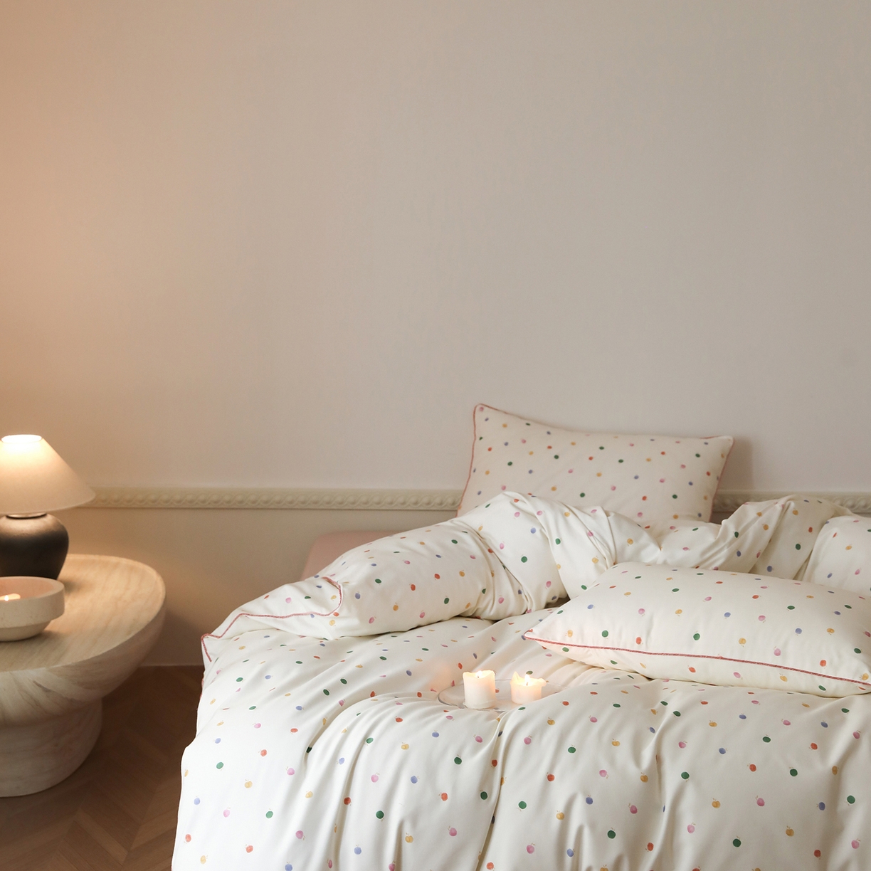 91家纺网 家纺一手货源 找家纺 时年家纺 2025新款全棉纯棉生态磨毛嵌绳款系列四件套 星光彩虹