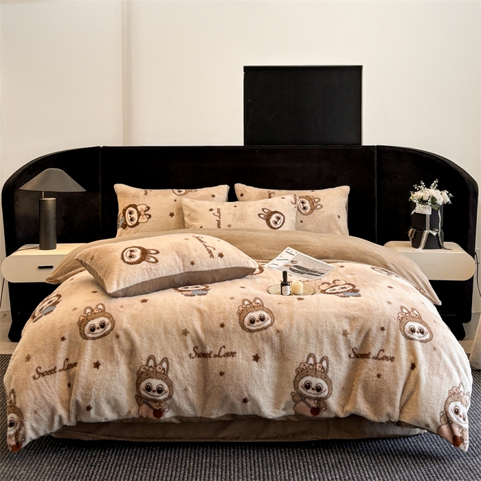 91家纺网 家纺一手货源 找家纺 莉莉安家纺 2025新款加厚保暖兔毛绒四件套 美拉德-拉布布