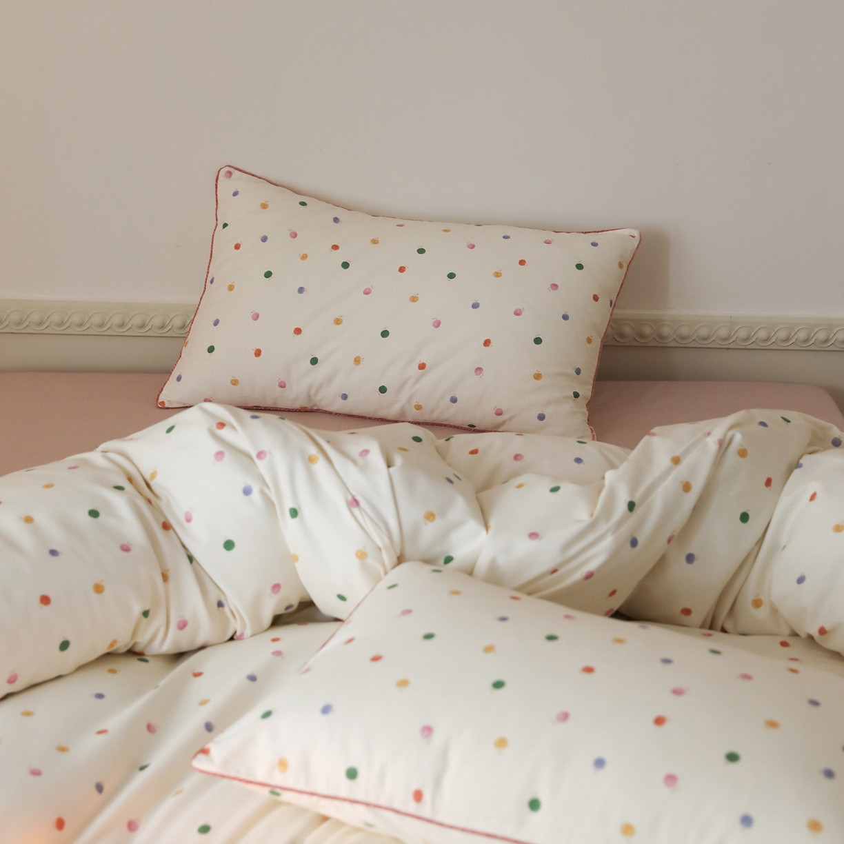 91家纺网 家纺一手货源 找家纺 时年家纺 2025新款全棉纯棉生态磨毛嵌绳款系列四件套 星光彩虹