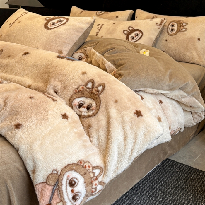 91家纺网 家纺一手货源 找家纺 莉莉安家纺 2025新款加厚保暖兔毛绒四件套 美拉德-拉布布