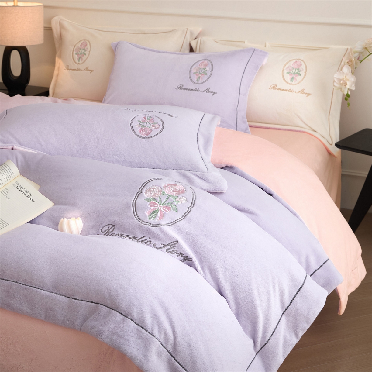 91家纺网 家纺一手货源 找家纺 （总）梦幻之城 2025新款牛奶绒系列四件套-沁雅