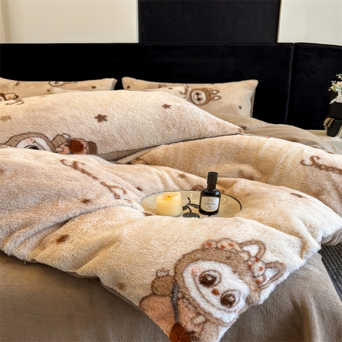 91家纺网 家纺一手货源 找家纺 莉莉安家纺 2025新款加厚保暖兔毛绒四件套 美拉德-拉布布