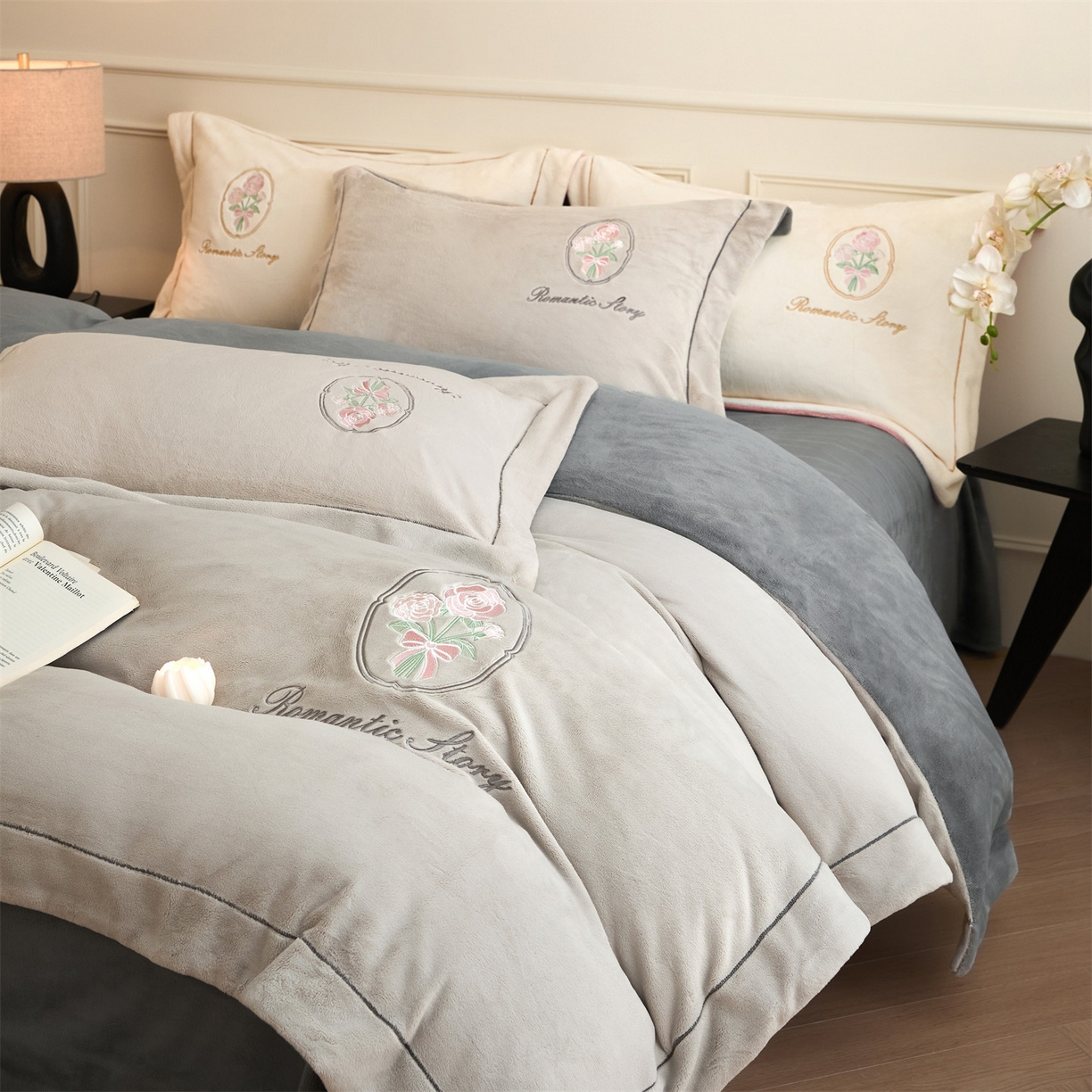 91家纺网 家纺一手货源 找家纺 （总）梦幻之城 2025新款牛奶绒系列四件套-沁雅