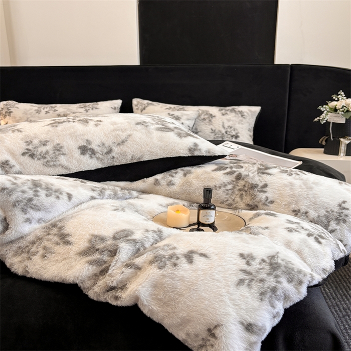 91家纺网 家纺一手货源 找家纺 莉莉安家纺 2025新款加厚保暖兔毛绒四件套 美拉德-墨花