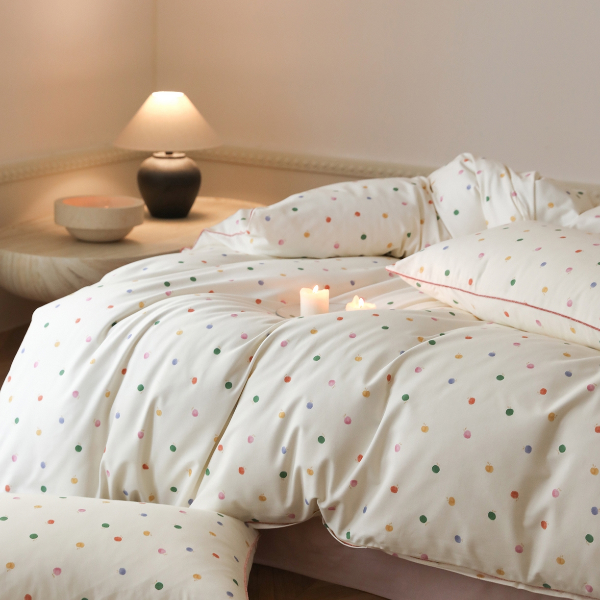 91家纺网 家纺一手货源 找家纺 时年家纺 2025新款全棉纯棉生态磨毛嵌绳款系列四件套 星光彩虹