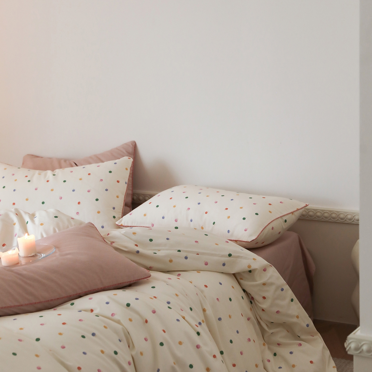 91家纺网 家纺一手货源 找家纺 时年家纺 2025新款全棉纯棉生态磨毛嵌绳款系列四件套 星光彩虹