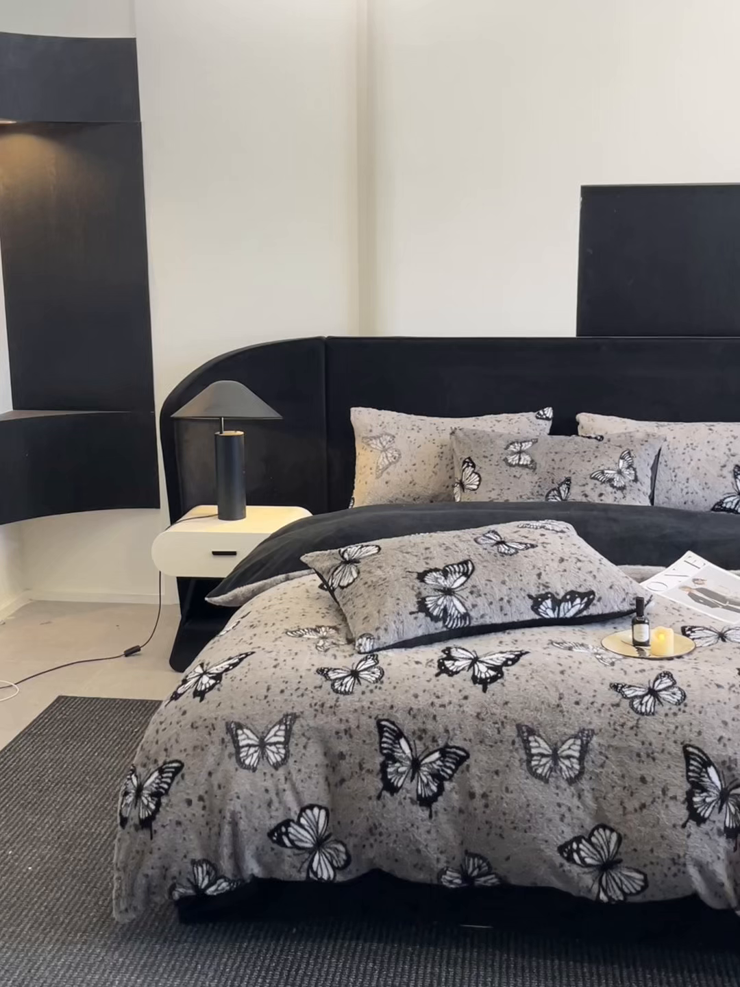 91家纺网 家纺一手货源 找家纺 莉莉安家纺 2025新款加厚保暖兔毛绒四件套 美拉德-蝶舞