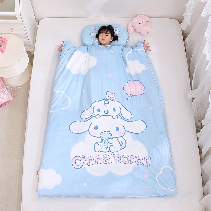 91家纺网 家纺一手货源 找家纺 八零年代 2025新款三丽鸥正版分体式可拆洗睡袋宝宝绒保暖儿童防踢被豆豆绒一体被 分体式可拆睡袋-大耳狗