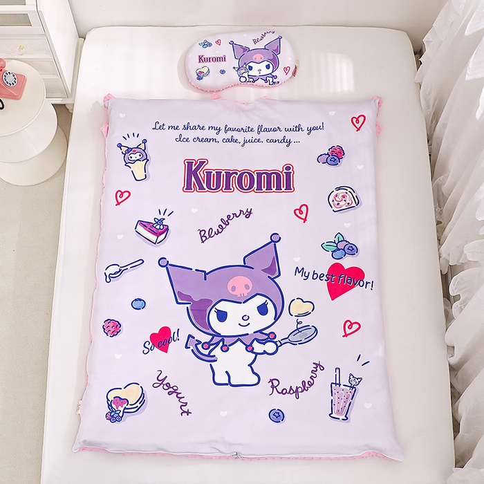 91家纺网 家纺一手货源 找家纺 八零年代 2025新款三丽鸥正版分体式可拆洗睡袋宝宝绒保暖儿童防踢被豆豆绒一体被 分体式可拆睡袋-甜甜库洛米