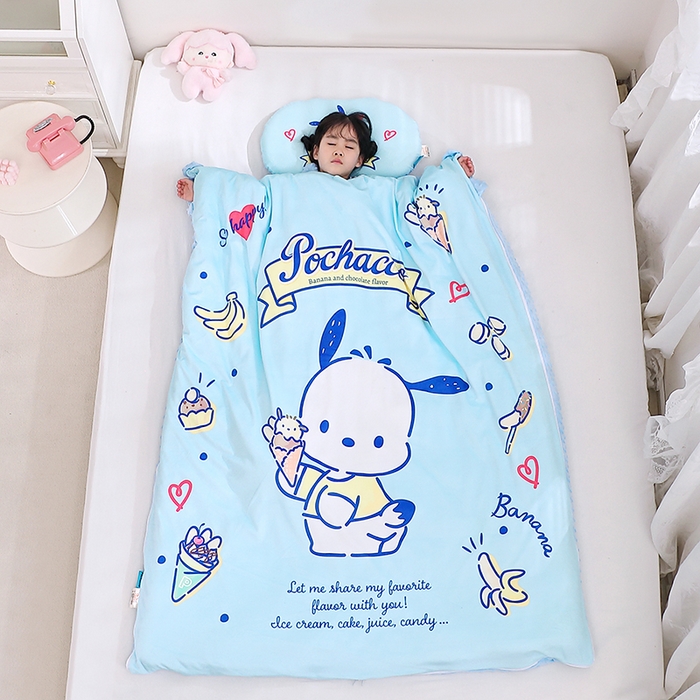 91家纺网 家纺一手货源 找家纺 （总）八零年代 2025新款三丽鸥正版分体式可拆洗睡袋宝宝绒保暖儿童防踢被豆豆绒一体被