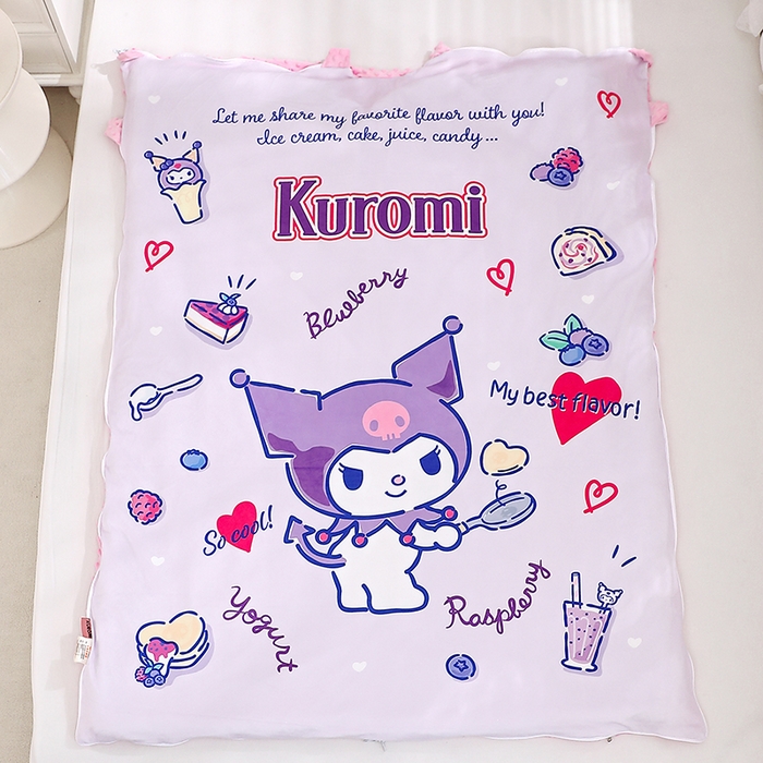 91家纺网 家纺一手货源 找家纺 八零年代 2025新款三丽鸥正版分体式可拆洗睡袋宝宝绒保暖儿童防踢被豆豆绒一体被 分体式可拆睡袋-甜甜库洛米