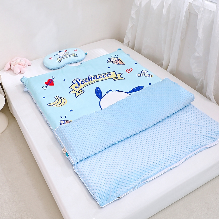 91家纺网 家纺一手货源 找家纺 八零年代 2025新款三丽鸥正版分体式可拆洗睡袋宝宝绒保暖儿童防踢被豆豆绒一体被 分体式可拆睡袋-帕恰狗