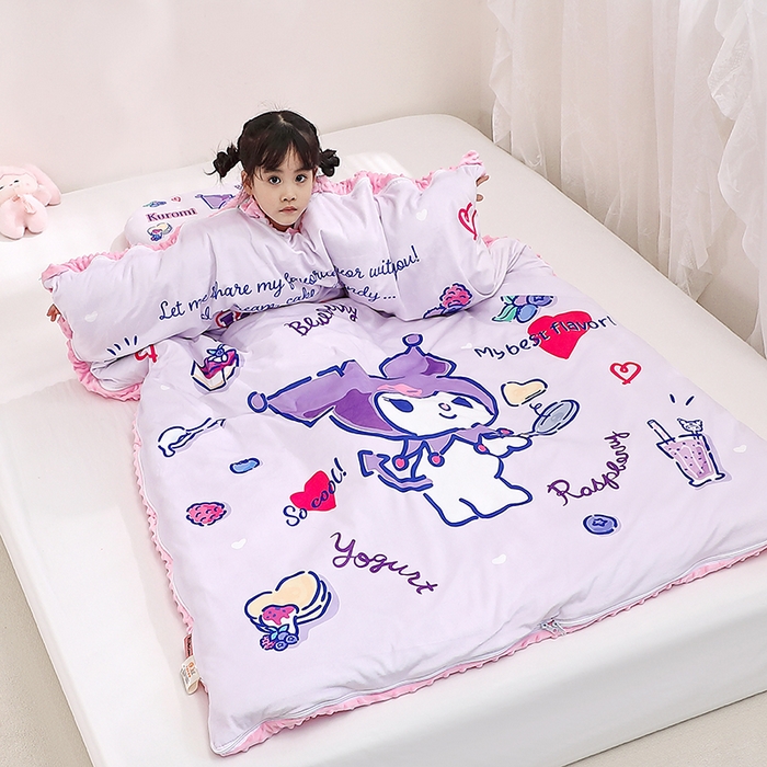 91家纺网 家纺一手货源 找家纺 八零年代 2025新款三丽鸥正版分体式可拆洗睡袋宝宝绒保暖儿童防踢被豆豆绒一体被 分体式可拆睡袋-甜甜库洛米