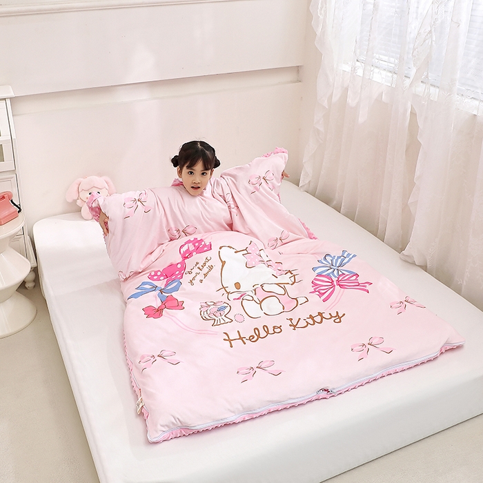 91家纺网 家纺一手货源 找家纺 八零年代 2025新款三丽鸥正版分体式可拆洗睡袋宝宝绒保暖儿童防踢被豆豆绒一体被 分体式可拆睡袋-美美KT