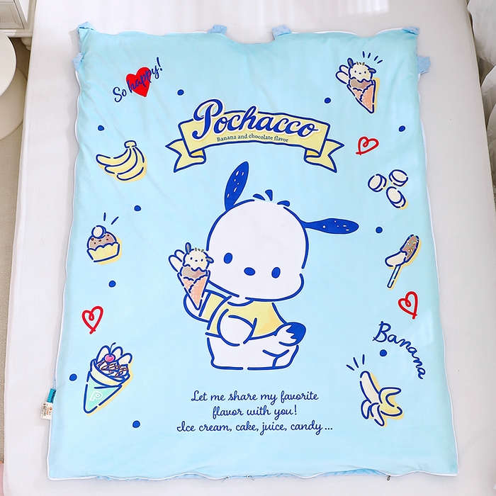 91家纺网 家纺一手货源 找家纺 八零年代 2025新款三丽鸥正版分体式可拆洗睡袋宝宝绒保暖儿童防踢被豆豆绒一体被 分体式可拆睡袋-帕恰狗