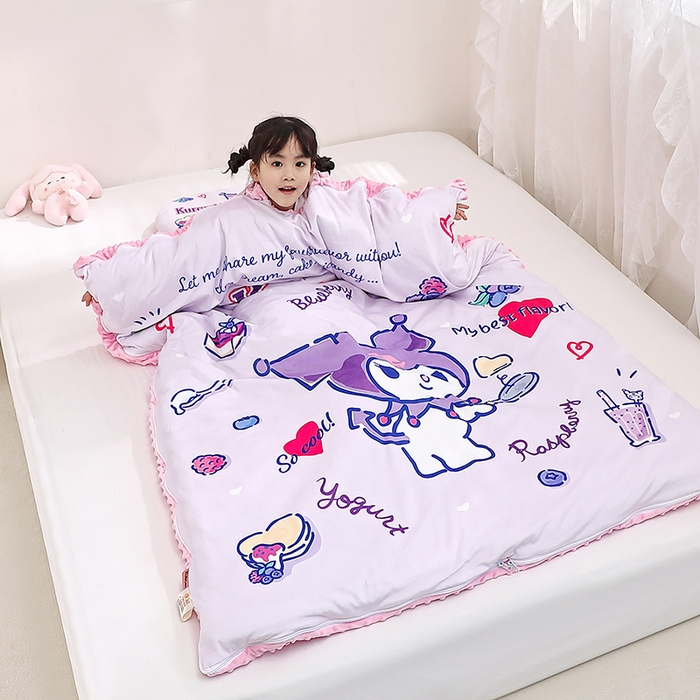 91家纺网 家纺一手货源 找家纺 八零年代 2025新款三丽鸥正版分体式可拆洗睡袋宝宝绒保暖儿童防踢被豆豆绒一体被 分体式可拆睡袋-甜甜库洛米