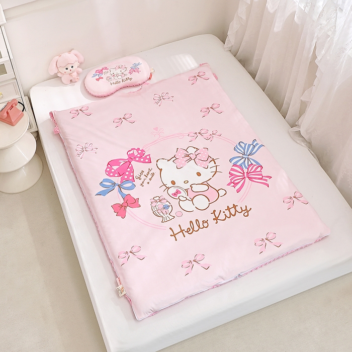 91家纺网 家纺一手货源 找家纺 八零年代 2025新款三丽鸥正版分体式可拆洗睡袋宝宝绒保暖儿童防踢被豆豆绒一体被 分体式可拆睡袋-美美KT