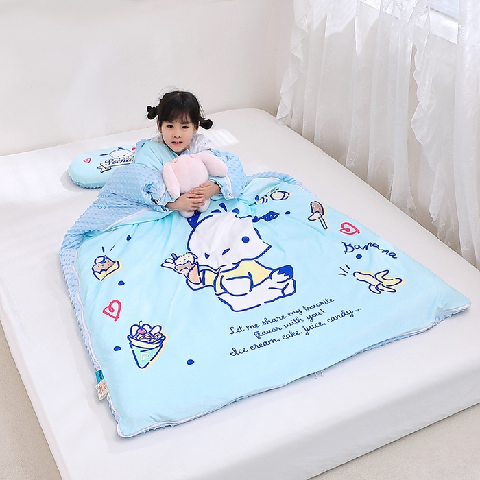 91家纺网 家纺一手货源 找家纺 八零年代 2025新款三丽鸥正版分体式可拆洗睡袋宝宝绒保暖儿童防踢被豆豆绒一体被 分体式可拆睡袋-帕恰狗