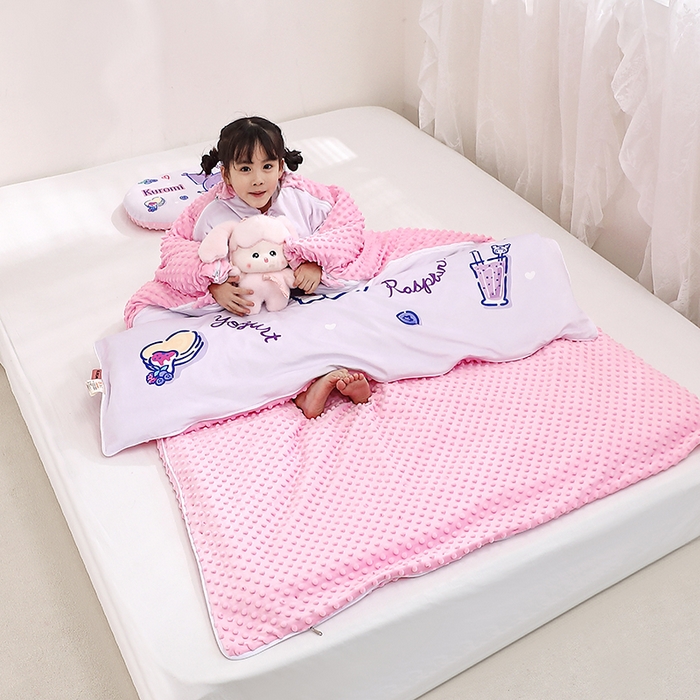 91家纺网 家纺一手货源 找家纺 八零年代 2025新款三丽鸥正版分体式可拆洗睡袋宝宝绒保暖儿童防踢被豆豆绒一体被 分体式可拆睡袋-甜甜库洛米