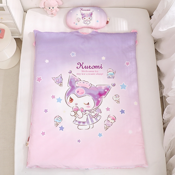 91家纺网 家纺一手货源 找家纺 八零年代 2025新款三丽鸥正版分体式可拆洗睡袋宝宝绒保暖儿童防踢被豆豆绒一体被 分体式可拆睡袋-炫彩库洛米