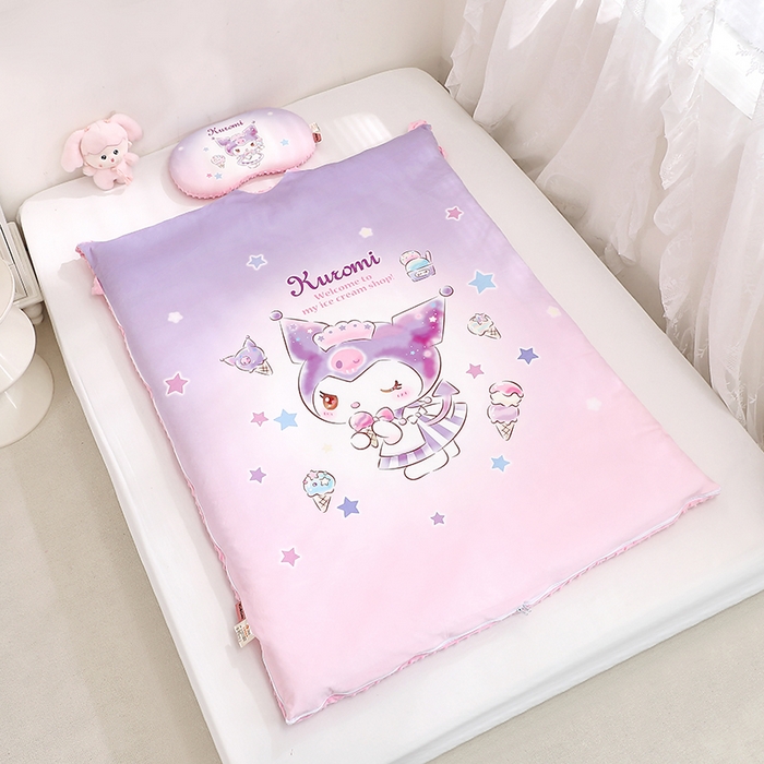 91家纺网 家纺一手货源 找家纺 八零年代 2025新款三丽鸥正版分体式可拆洗睡袋宝宝绒保暖儿童防踢被豆豆绒一体被 分体式可拆睡袋-炫彩库洛米