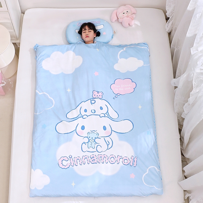 91家纺网 家纺一手货源 找家纺 八零年代 2025新款三丽鸥正版分体式可拆洗睡袋宝宝绒保暖儿童防踢被豆豆绒一体被 分体式可拆睡袋-大耳狗