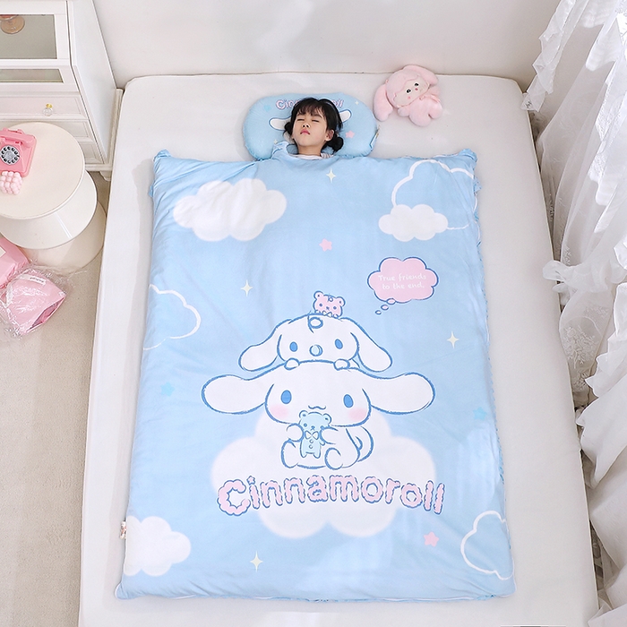 91家纺网 家纺一手货源 找家纺 八零年代 2025新款三丽鸥正版分体式可拆洗睡袋宝宝绒保暖儿童防踢被豆豆绒一体被 分体式可拆睡袋-大耳狗