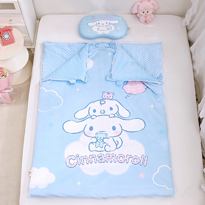 91家纺网 家纺一手货源 找家纺 八零年代 2025新款三丽鸥正版分体式可拆洗睡袋宝宝绒保暖儿童防踢被豆豆绒一体被 分体式可拆睡袋-大耳狗