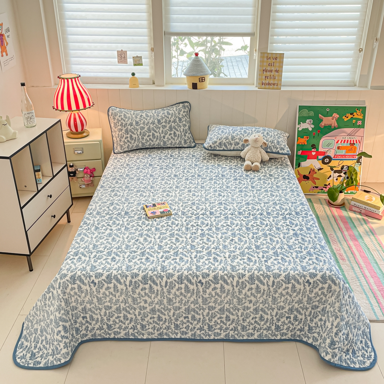 91家纺网 家纺一手货源 找家纺 贝扬思家纺 2025新款高克重牛奶绒豆豆被套床盖四件套-悦心系列 悦心-风沙沙